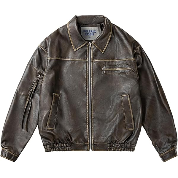 Aelfric Eden Leather Jacket Faux Vintage Oversized Motorcycle